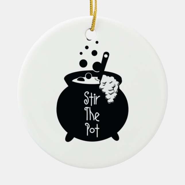 Stir The Pot – Witch Cauldron Ceramic Tree Decoration (Front)