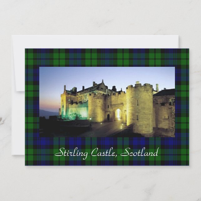 Stirling Castle Illuminated Tartan Border Greeting Card (Front)