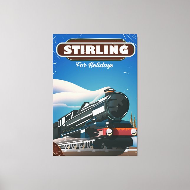 Stirling Scotland vintage train poster. Canvas Print (Front)