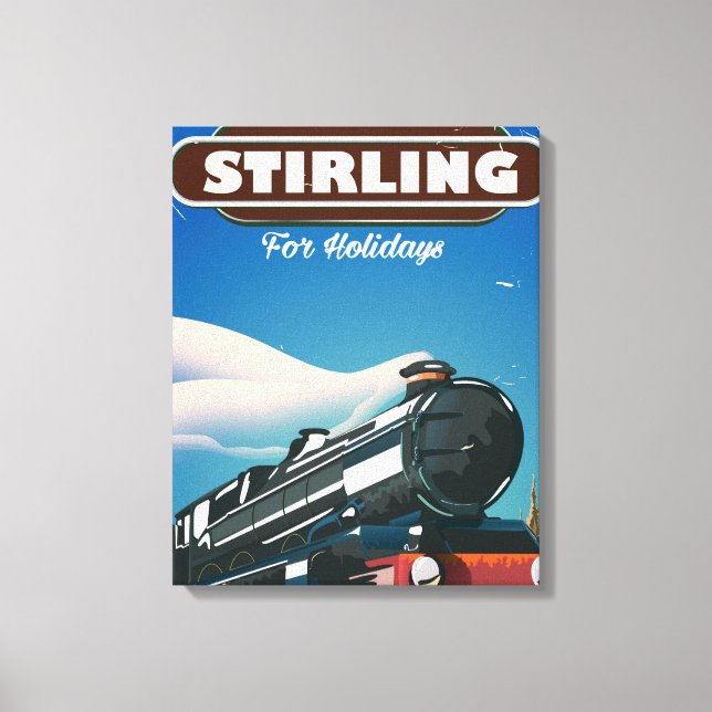 Stirling Scotland vintage train poster. Canvas Print (Front)