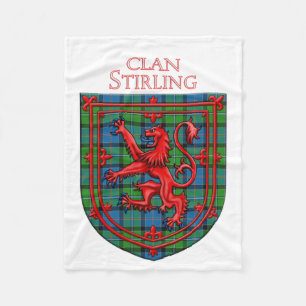 Stirling Tartan Scottish Plaid Lion Rampant Fleece Blanket