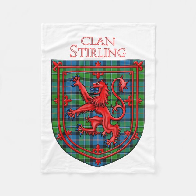 Stirling Tartan Scottish Plaid Lion Rampant Fleece Blanket (Front)
