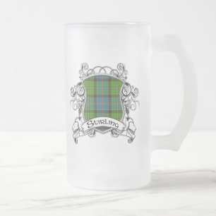 Stirling Tartan Shield Frosted Glass Beer Mug