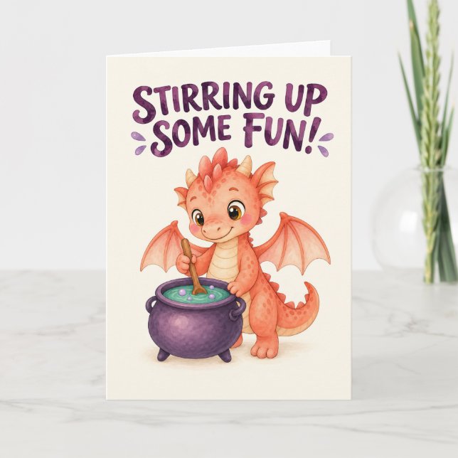 Stirring Up Some Fun Halloween Dragon Card (Front)
