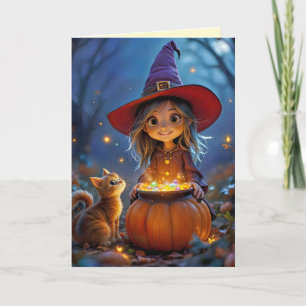 Stirring Up Some Magic! Cute witch, custom  Card