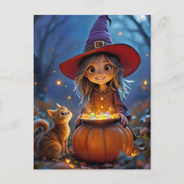 Stirring Up Some Magic! Cute witch, custom  Postcard (Front)