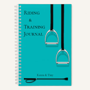 Stirrup Irons & Riding Crop Aqua Medium Equestrian Notebook