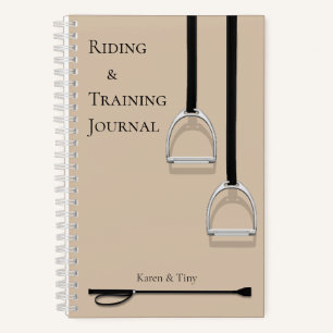 Stirrup Irons & Riding Crop Latte Brown Equestrian Notebook