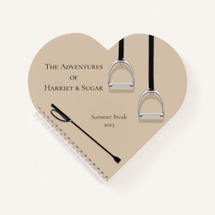 Stirrup Irons & Riding Crop Latte Equestrian Heart Notebook