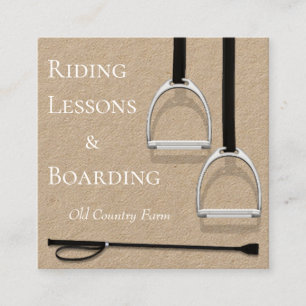 Stirrup Irons & Riding Crop Premium Equestrian Square Business Card