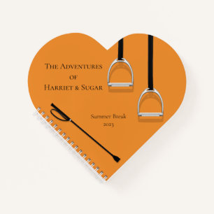Stirrup Irons & Whip Orange Equestrian Heart Notebook