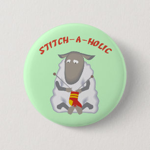 Stitch-a-holic Knitter Button