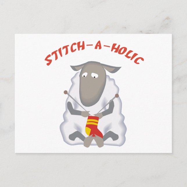 Stitch-a-holic Knitter Postcard (Front)