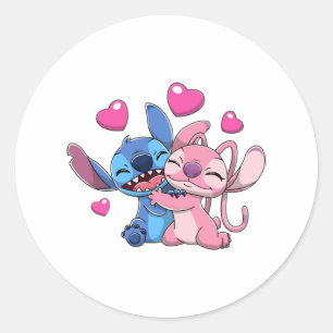 Stitch &amp; Angel Valentines 1 Classic Round Sticker