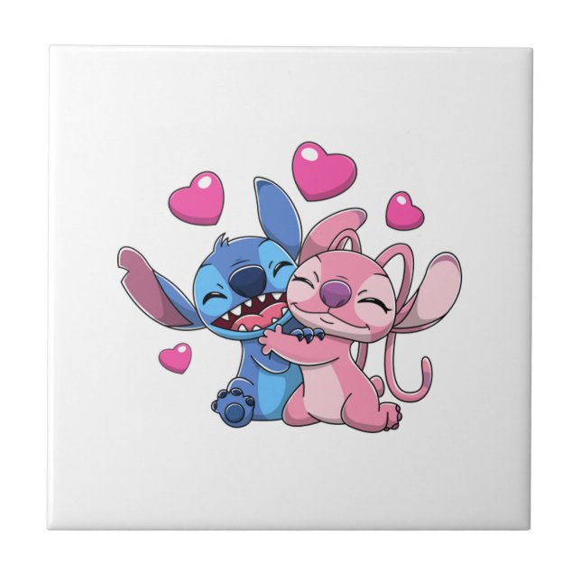 Stitch &amp; Angel Valentines 1 Tile (Front)