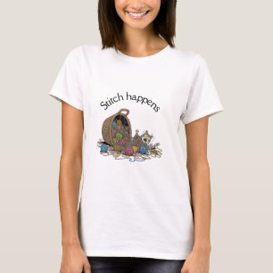 Stitch Happens - Funny Cat & Yarn Crochet T-Shirt