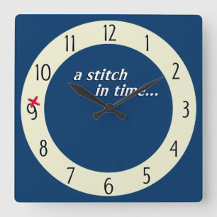 Stitch in time saves 9 clock - blue