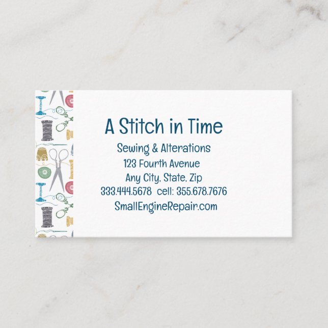 Stitch in Time Sewing Alterations Repair Business Card (Front)