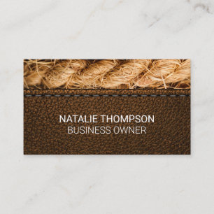 Stitched Brown Leather   Rope Business Card
