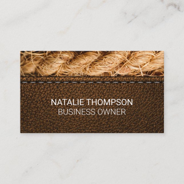 Stitched Brown Leather | Rope Business Card (Front)