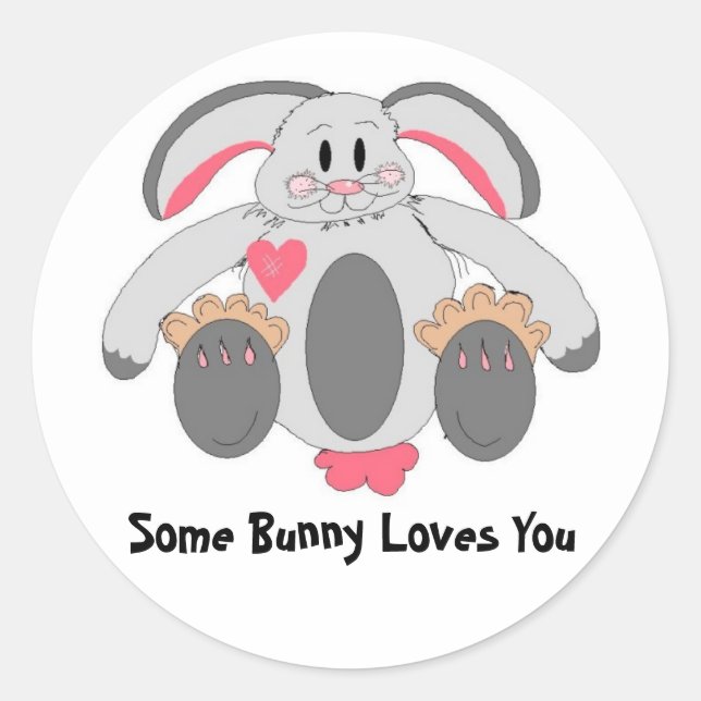 Stitched Bunny Rabbit Classic Round Sticker (Front)