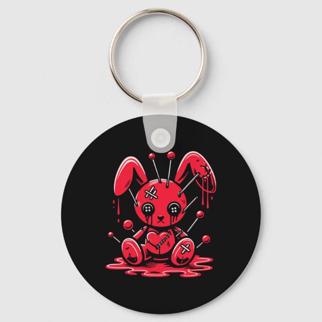 Stitched Bunny Rabbit Pastel Goth Anime Kawaii Got Key Ring (Front)