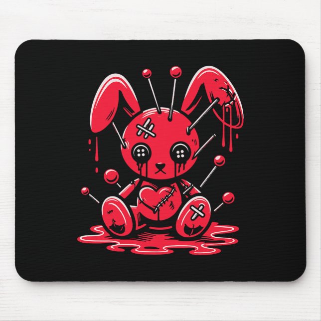 Stitched Bunny Rabbit Pastel Goth Anime Kawaii Got Mouse Mat (Front)