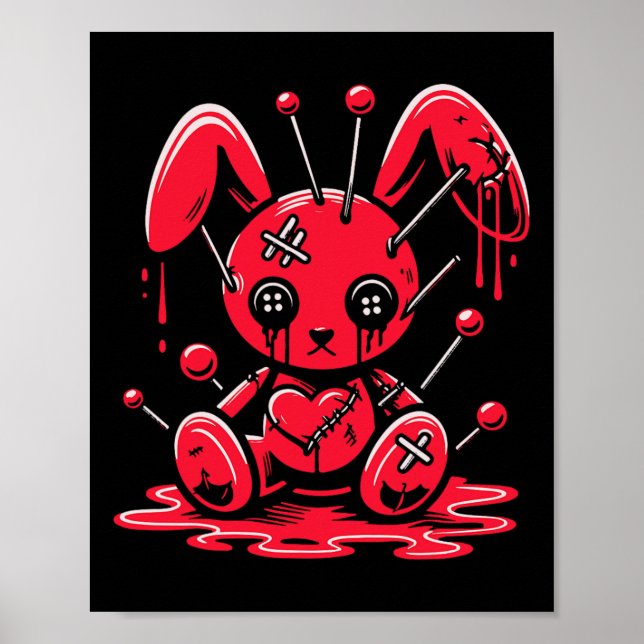 Stitched Bunny Rabbit Pastel Goth Anime Kawaii Got Poster (Front)