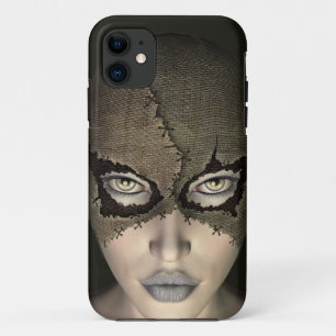 Stitched Burlap Sack Masked Female Face iPhone 11 Case