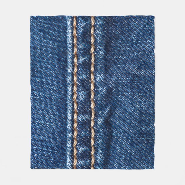 Stitched denim: closeup jeans texture. fleece blanket (Front)