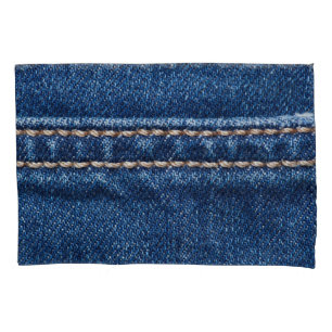 Stitched denim: closeup jeans texture. pillowcase