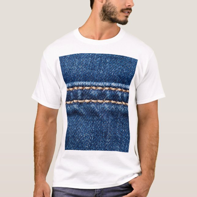 Stitched denim: closeup jeans texture. T-Shirt (Front)