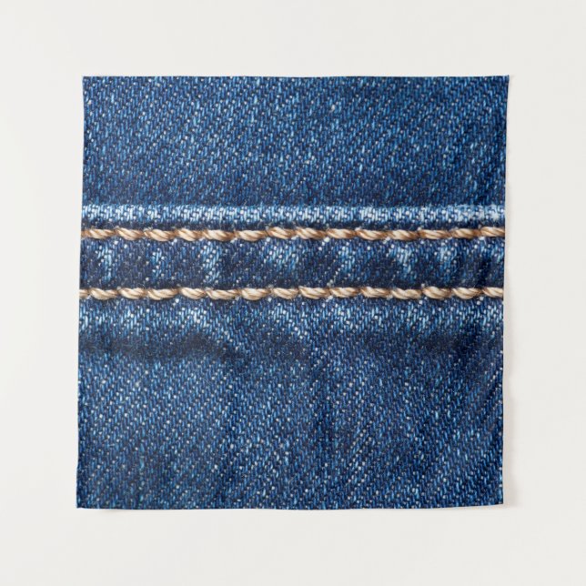 Stitched denim: closeup jeans texture. tapestry (Front)