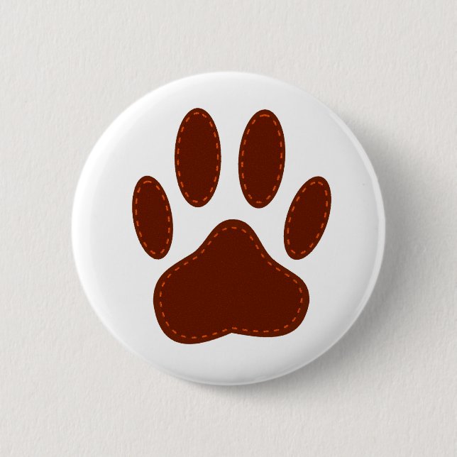 Stitched Felt Dog Paw Print 6 Cm Round Badge (Front)
