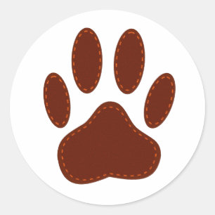Stitched Felt Dog Paw Print Classic Round Sticker