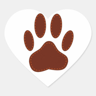 Stitched Felt Dog Paw Print Heart Sticker