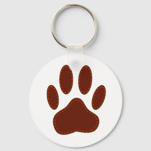 Stitched Felt Dog Paw Print Key Ring