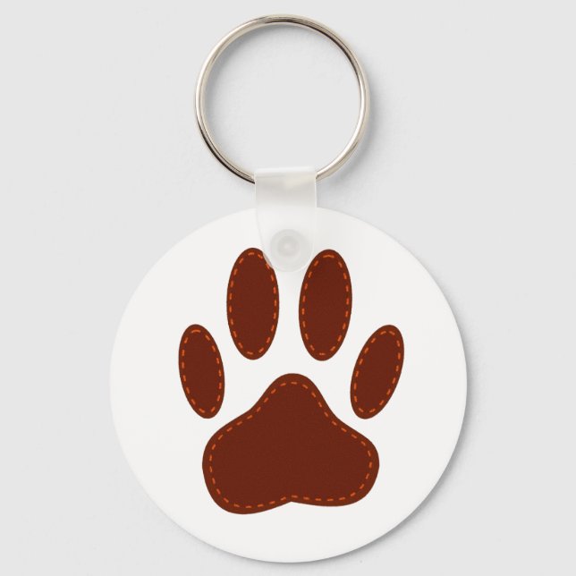 Stitched Felt Dog Paw Print Key Ring (Front)