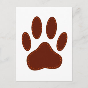 Stitched Felt Dog Paw Print Postcard