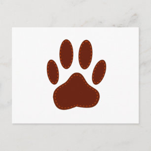Stitched Felt Dog Paw Print Postcard