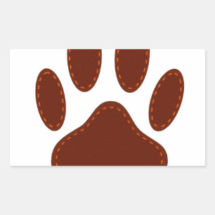 Stitched Felt Dog Paw Print Rectangular Sticker