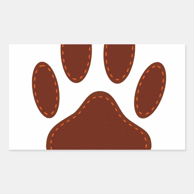 Stitched Felt Dog Paw Print Rectangular Sticker (Front)