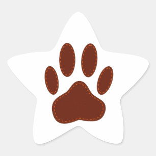 Stitched Felt Dog Paw Print Star Sticker