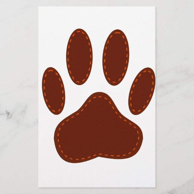 Stitched Felt Dog Paw Print Stationery (Front)