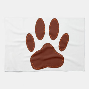 Stitched Felt Dog Paw Print Tea Towel