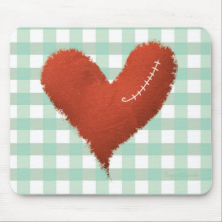 Stitched heart broken heart tragedy red love poem mouse mat