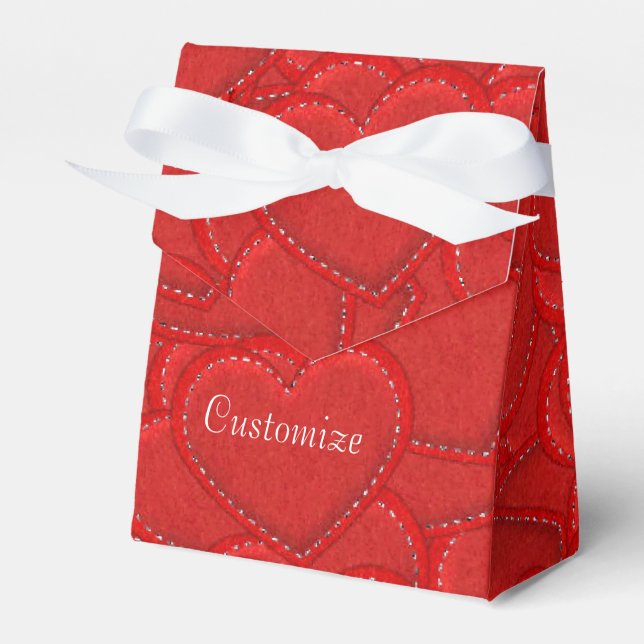 Stitched Hearts Valentine's Day Tent Favour Box (Front Side)