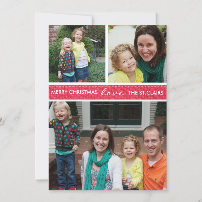 'Stitched' Holiday Photo Card (Front)