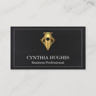 Stitched Leather Background Pen Legal Logo Business Card