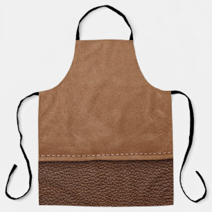 Stitched leather: grey, black background. apron